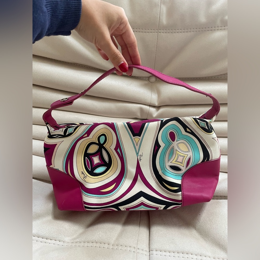 Emilio Pucci hand bag in canvas and leather